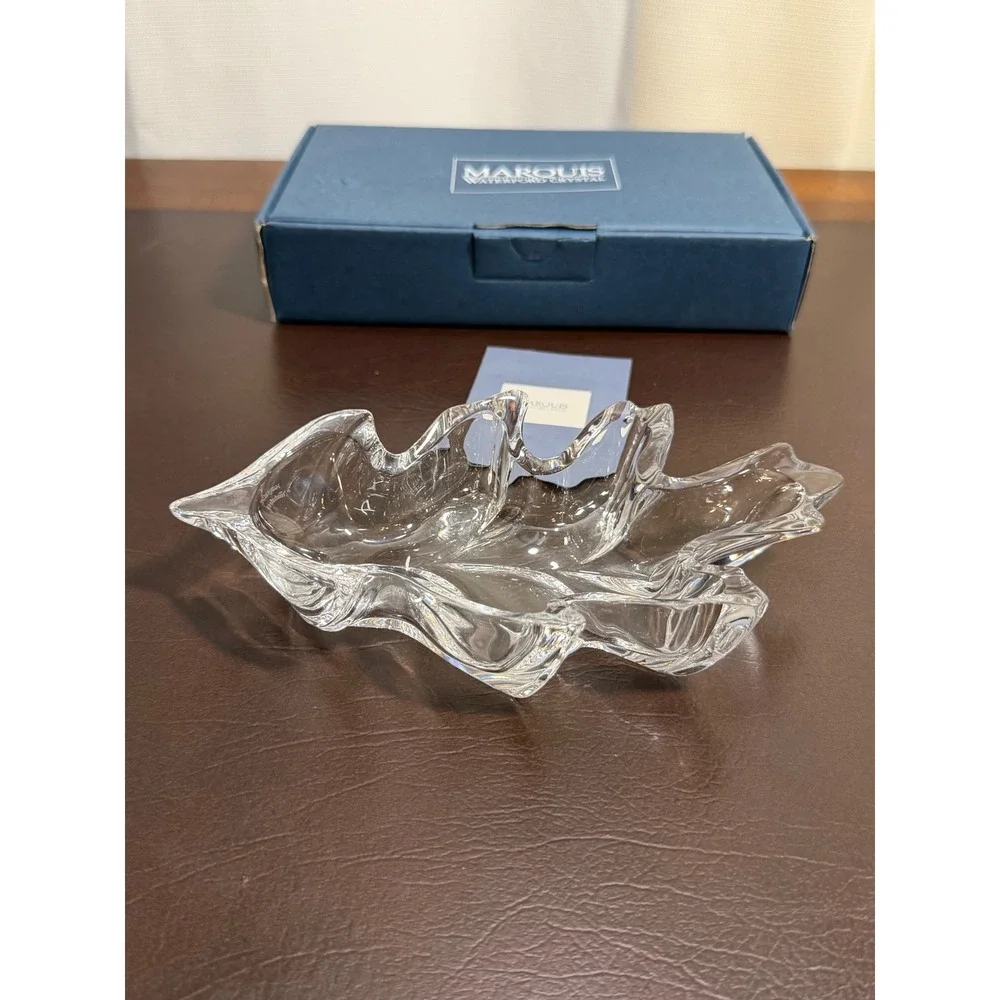 Marquis by Waterford Crystal Oak Leaf Dish Clear Glass Trinket Tray with Box